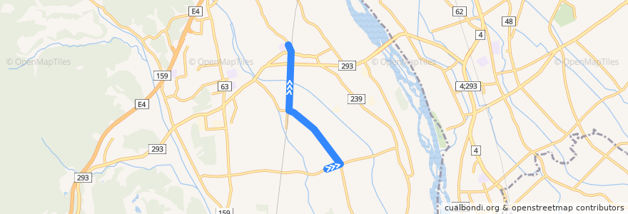 Mapa del recorrido 上河内地域路線バス東小コース ふれあい西芦沼館⇒東小学校 de la línea  en 宇都宮市.