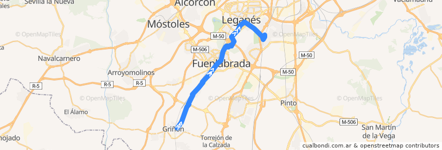 Mapa del recorrido 468: Griñón - Getafe de la línea  en Community of Madrid.
