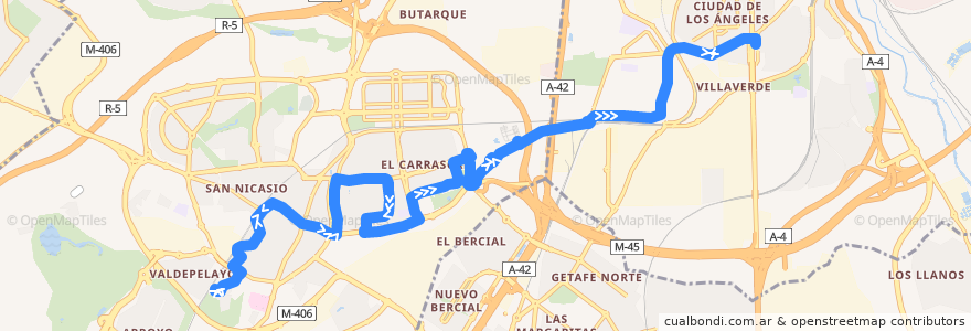Mapa del recorrido Bus 432: Leganés - Madrid (Villaverde Bajo) de la línea  en Autonome Gemeinschaft Madrid.