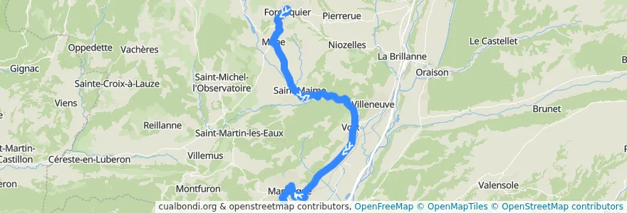 Mapa del recorrido F1: Forcalquier => Manosque de la línea en Forcalquier.