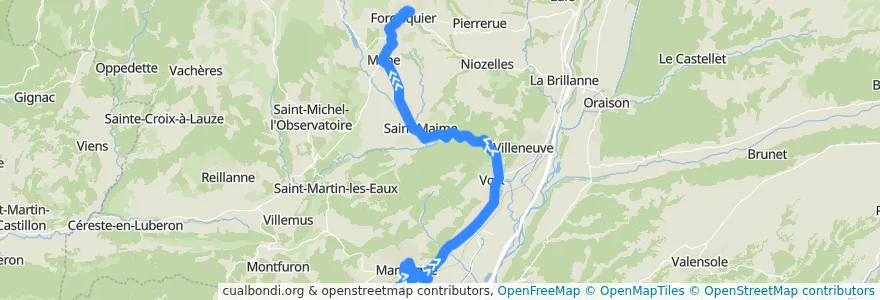 Mapa del recorrido F1: Manosque => Forcalquier de la línea  en Forcalquier.