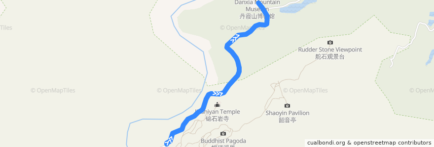 Mapa del recorrido 丹霞山1线 de la línea  en Danxia.