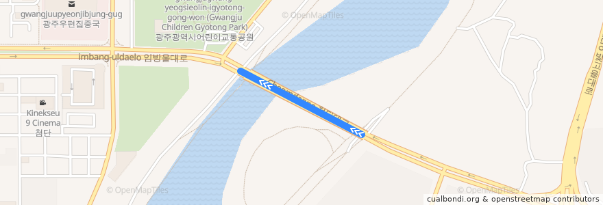 Mapa del recorrido 광주도시철도2호선 내선순환 (공사중) de la línea  en 北區.