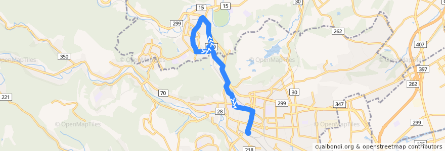 Mapa del recorrido 飯12-2 こまニュータウン循環 de la línea  en Saitama Prefecture.