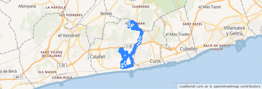 Mapa del recorrido Línia 1 GFGM de la línea  en Bas-Pénédais.