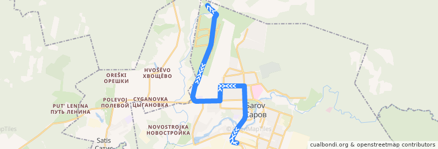 Mapa del recorrido Автобус №9: Автостанция Тупиковая - Автостанция Тупиковая de la línea  en городской округ Саров.