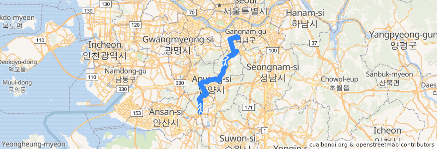Mapa del recorrido 서울 시내버스 541 de la línea  en 韩国 / 南韓.