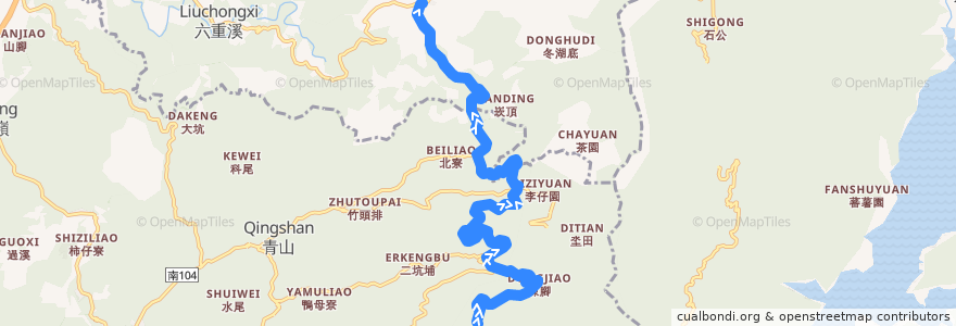 Mapa del recorrido 黃13(延駛仙公廟_返程) de la línea  en Tainan.