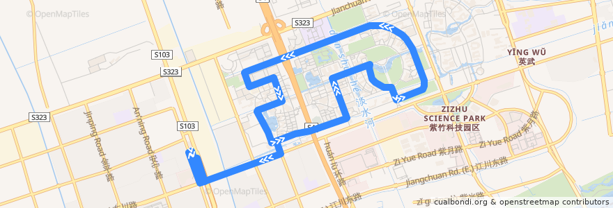 Mapa del recorrido 上海交大校园巴士（逆时针） de la línea  en District de Minhang.