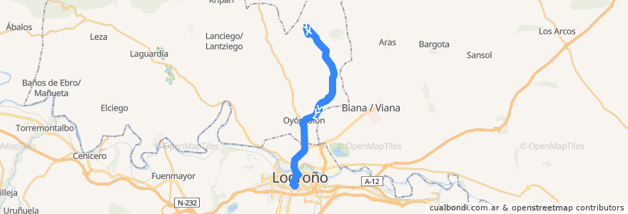 Mapa del recorrido A8 Gorrebusto/Barriobusto → Logroño de la línea  en España.