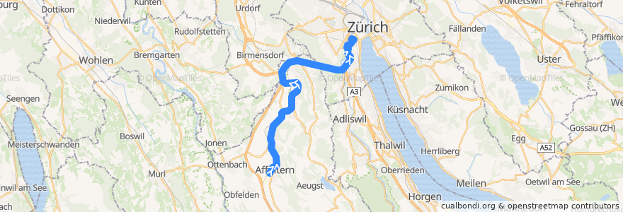 Mapa del recorrido Bus 200: Affoltern am Albis, Bahnhof => Zürich, Bahnhof Enge/Bederstrasse de la línea  en Zürich.