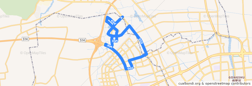 Mapa del recorrido 141路外环 景溪南苑-景溪南苑 de la línea  en Hangzhou.
