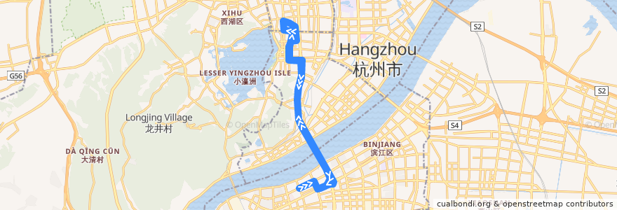 Mapa del recorrido 113快线 省儿保滨江院区-孩儿巷 de la línea  en 杭州市.