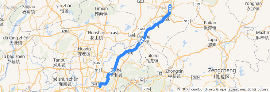 Mapa del recorrido 广州地铁14号线（东风→嘉禾望岗） de la línea  en Cantão.