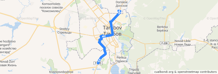 Mapa del recorrido Автобус №6: с. Красненькое — П.Пригородное de la línea  en Tambov.