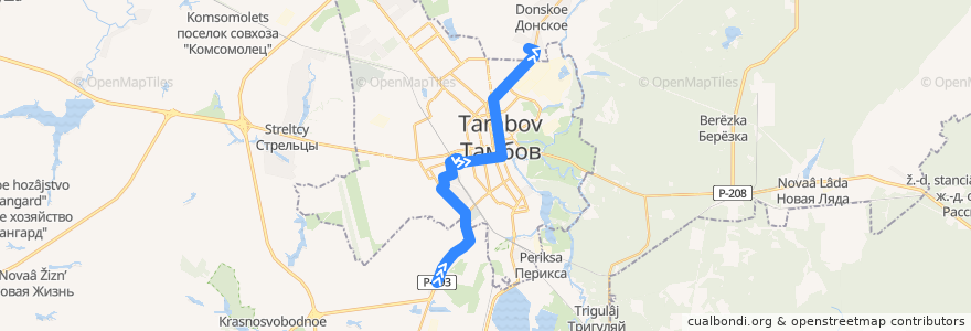 Mapa del recorrido Автобус №6: П.Пригородное — с. Красненькое de la línea  en Tambov.