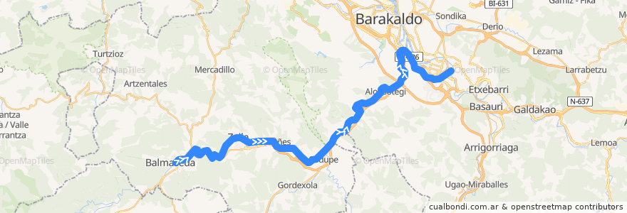 Mapa del recorrido F1 Balmaseda => Bilbao de la línea  en Biscay.