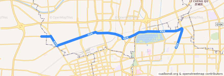 Mapa del recorrido 45匡山小区—>解放桥北 de la línea  en チーナン;済南市.