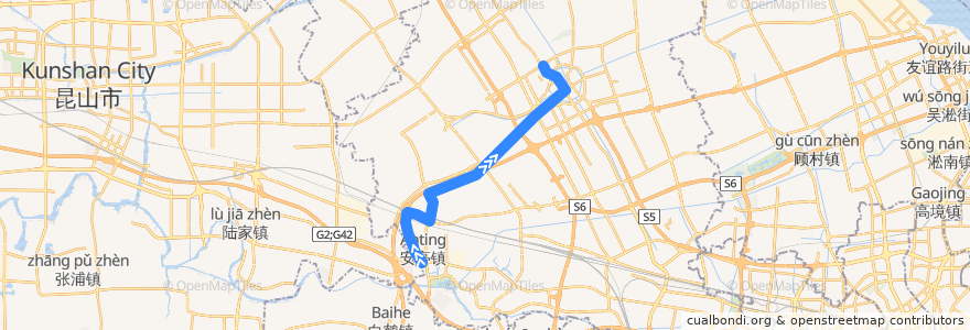 Mapa del recorrido 嘉定69路 de la línea  en Jiading District.