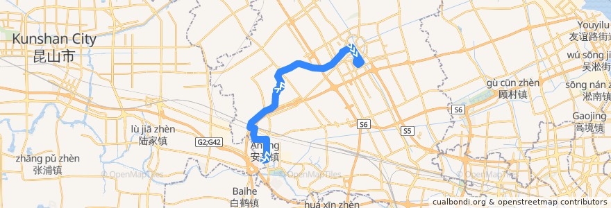 Mapa del recorrido 嘉定55路 de la línea  en ژیادینگ.
