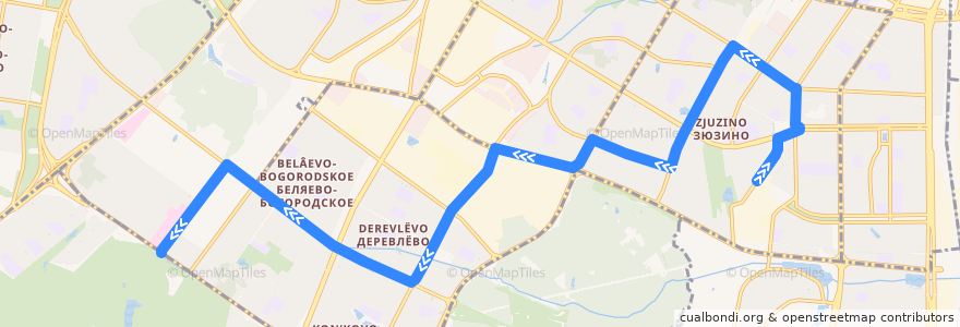 Mapa del recorrido Автобус 273: Большая Юшуньская улица => Научный центр акушерства и гинекологии de la línea  en Юго-Западный административный округ.