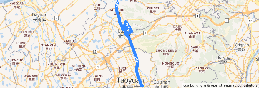 Mapa del recorrido 5014 南崁->桃園 (經南祥路) de la línea  en تاو يوان.