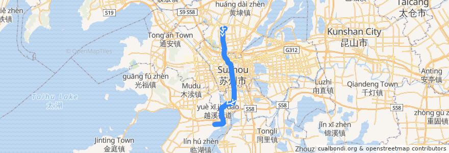 Mapa del recorrido 苏州地铁4号线 de la línea  en 苏州市.