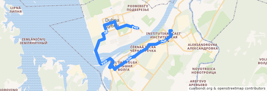 Mapa del recorrido дубна 17 ул Конгресс центр => ул Балдина de la línea  en Dubna.