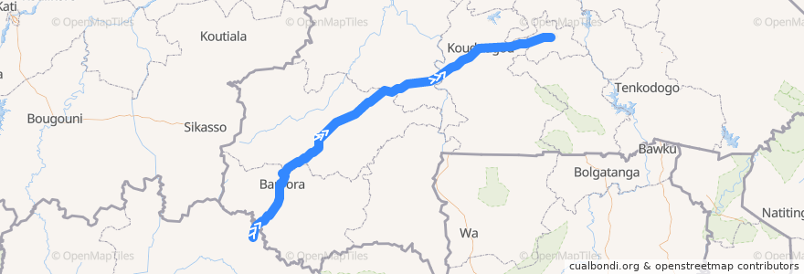 Mapa del recorrido Abidjan - Ouagadougou de la línea  en 科特迪瓦.
