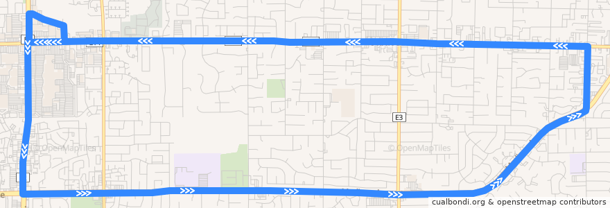 Mapa del recorrido SacRT 24 Madison - Greenback de la línea  en مقاطعة ساكرامنتو.