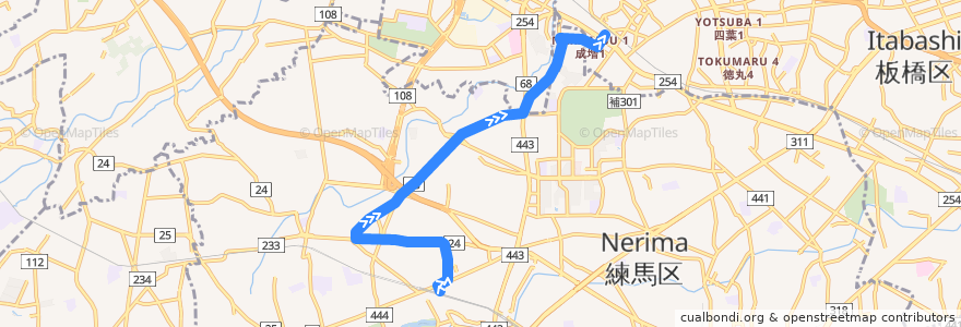 Mapa del recorrido 石02　石神井公園駅駅北口 => 成増駅南口 de la línea  en 練馬区.