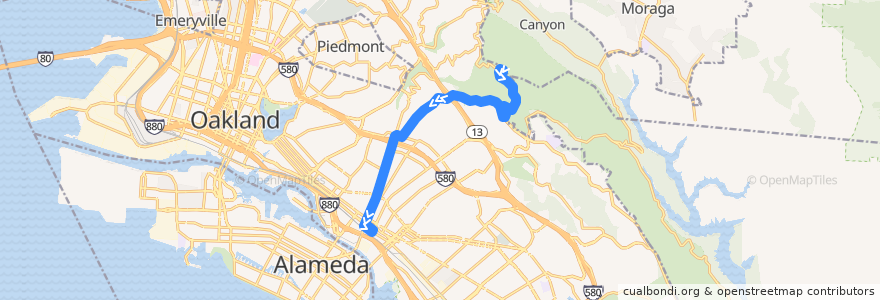 Mapa del recorrido AC Transit 339: Chabot Space and Science Center => Fruitvale BART de la línea  en Alameda County.
