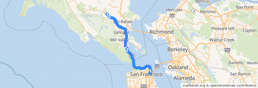 Mapa del recorrido Golden Gate Transit 24: Manor => San Francisco (mornings) de la línea  en Kalifornien.