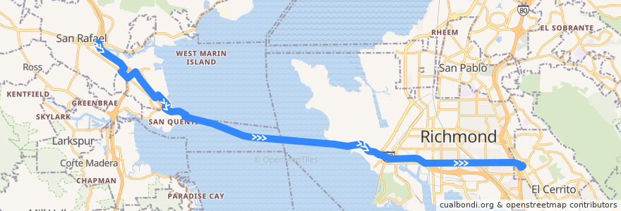 Mapa del recorrido Golden Gate Transit 40: San Rafael => El Cerrito de la línea  en Калифорния.
