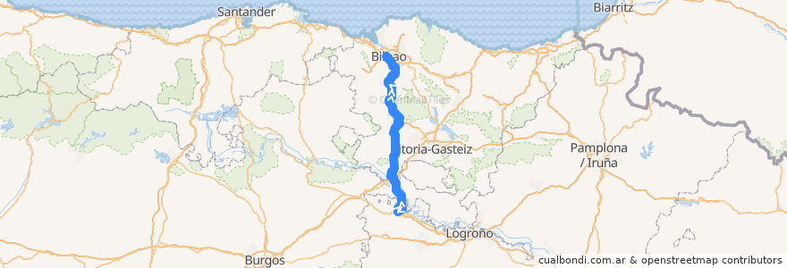 Mapa del recorrido A17 Haro → Bilbao de la línea  en Pays basque autonome.