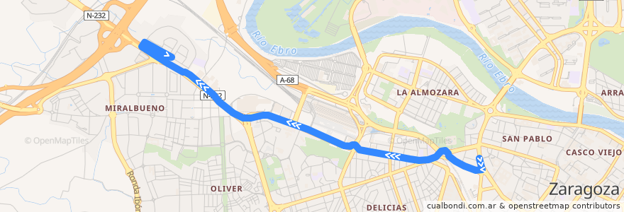 Mapa del recorrido Bus 601: Zaragoza => Torres de San Lamberto de la línea  en Сарагоса.