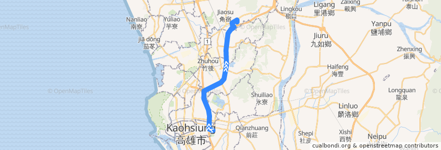 Mapa del recorrido 鳳山燕巢城市快線(往程) de la línea  en Гаосюн.