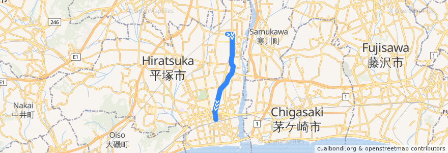 Mapa del recorrido 平塚52系統 de la línea  en 平塚市.
