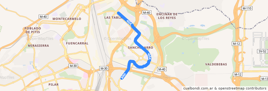 Mapa del recorrido Línea ML-1: Pinar de Chamartín-Las Tablas de la línea  en 馬德里.