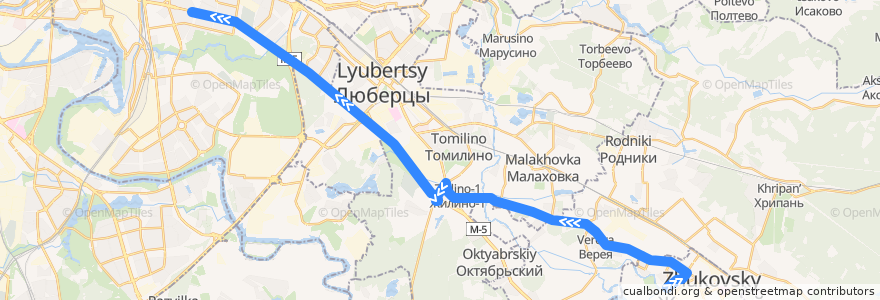 Mapa del recorrido Автобус №1216к: м. Кузьминки - Жуковский de la línea  en 中央联邦管区.
