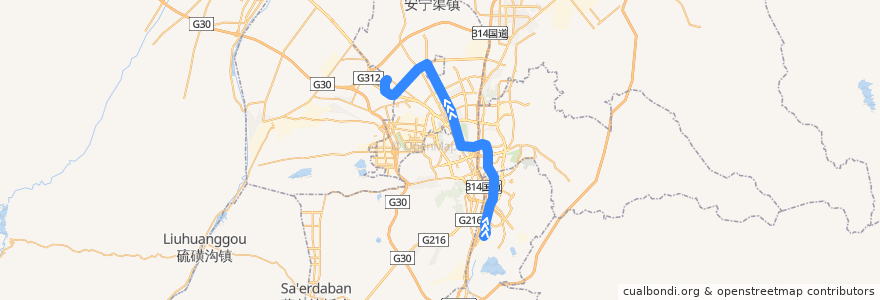 Mapa del recorrido Line 1 de la línea  en 우루무치.