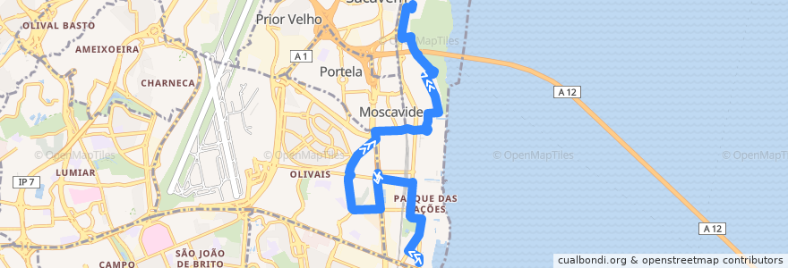 Mapa del recorrido Bus 26B: Parque das Nações Sul → Parque das Nações Norte de la línea  en Lisbon.