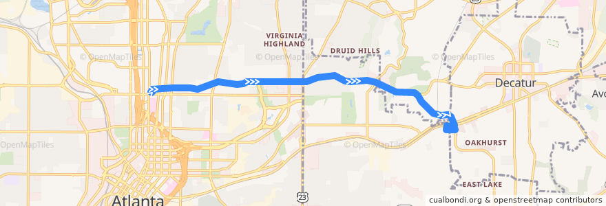 Mapa del recorrido MARTA 2 Ponce De Leon Avenue/Druid Hills de la línea  en 조지아.