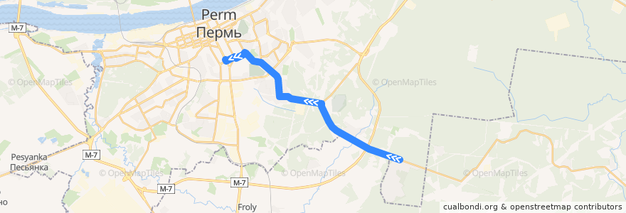Mapa del recorrido Автобус №25: мкр-н Ново-Бродовский – Комсомольская площадь de la línea  en Пермский край.