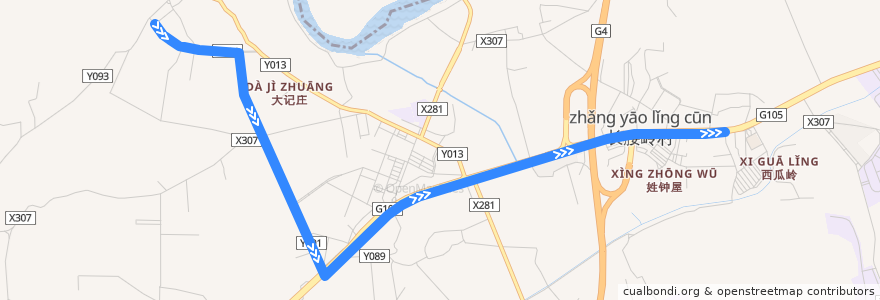 Mapa del recorrido 734路(寮采村委总站-广州华南商贸职业学院总站) de la línea  en 钟落潭镇.