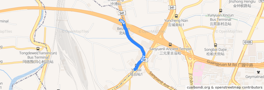 Mapa del recorrido 740路(明泉街总站环线) de la línea  en Baiyun.