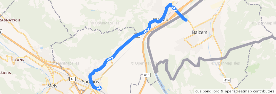 Mapa del recorrido Bus 11: Sargans Bahnhof => Feldkirch Bahnhof de la línea  en Saint-Gall.