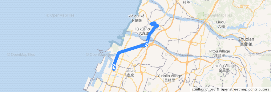Mapa del recorrido 170路 (往大甲體育場) de la línea  en 臺中市.