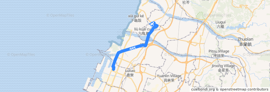 Mapa del recorrido 170路 (往梧棲) de la línea  en تاي شانغ.