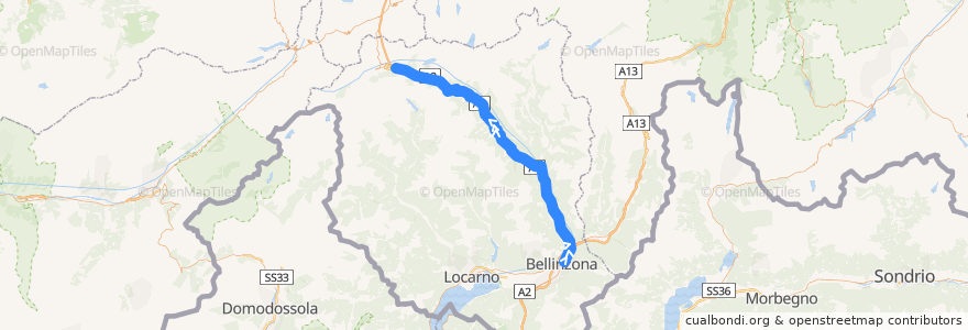 Mapa del recorrido Bus 191: Bellinzona => Airolo de la línea  en Bezirk Leventina.